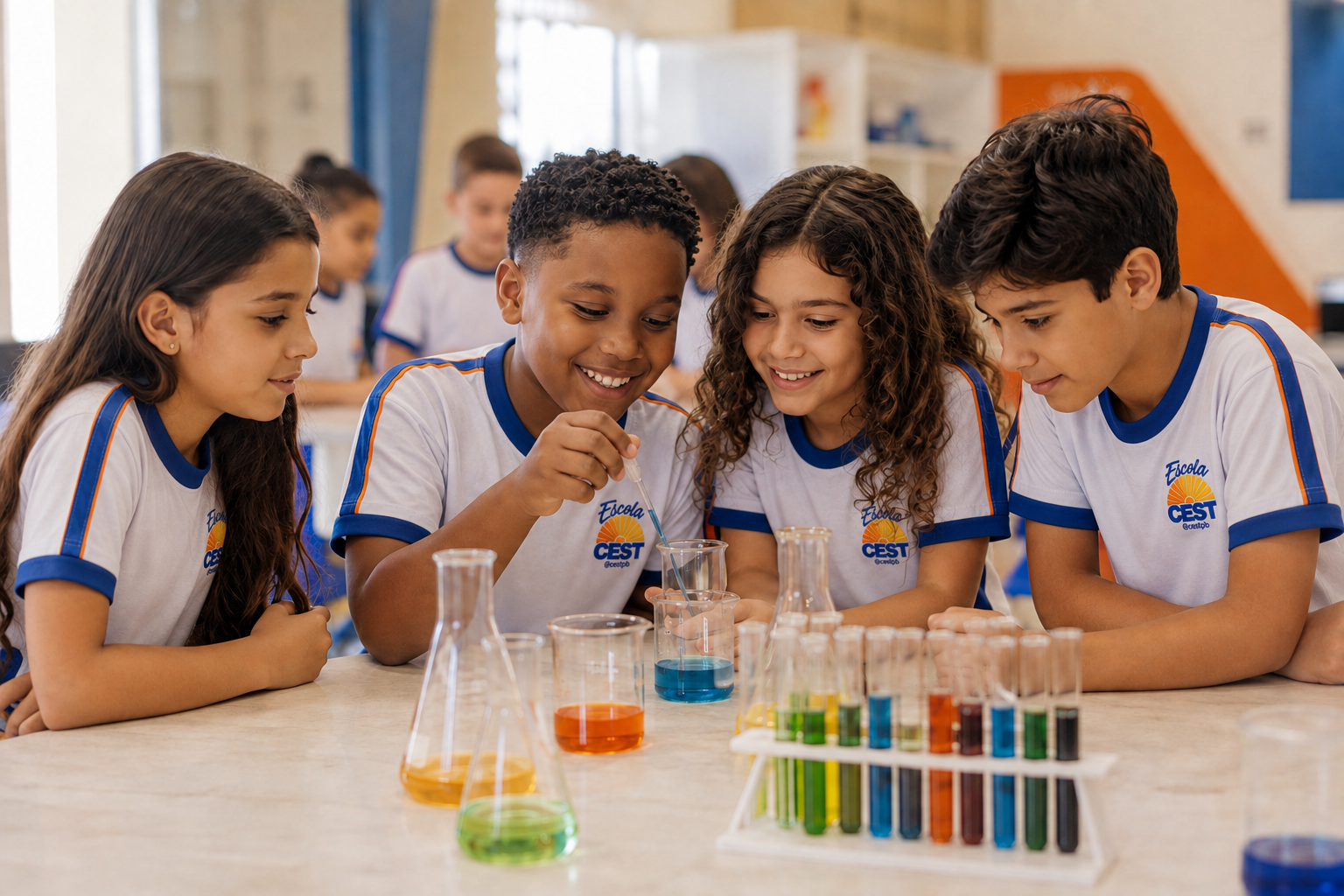 Alunos CEST em atividade de ciências